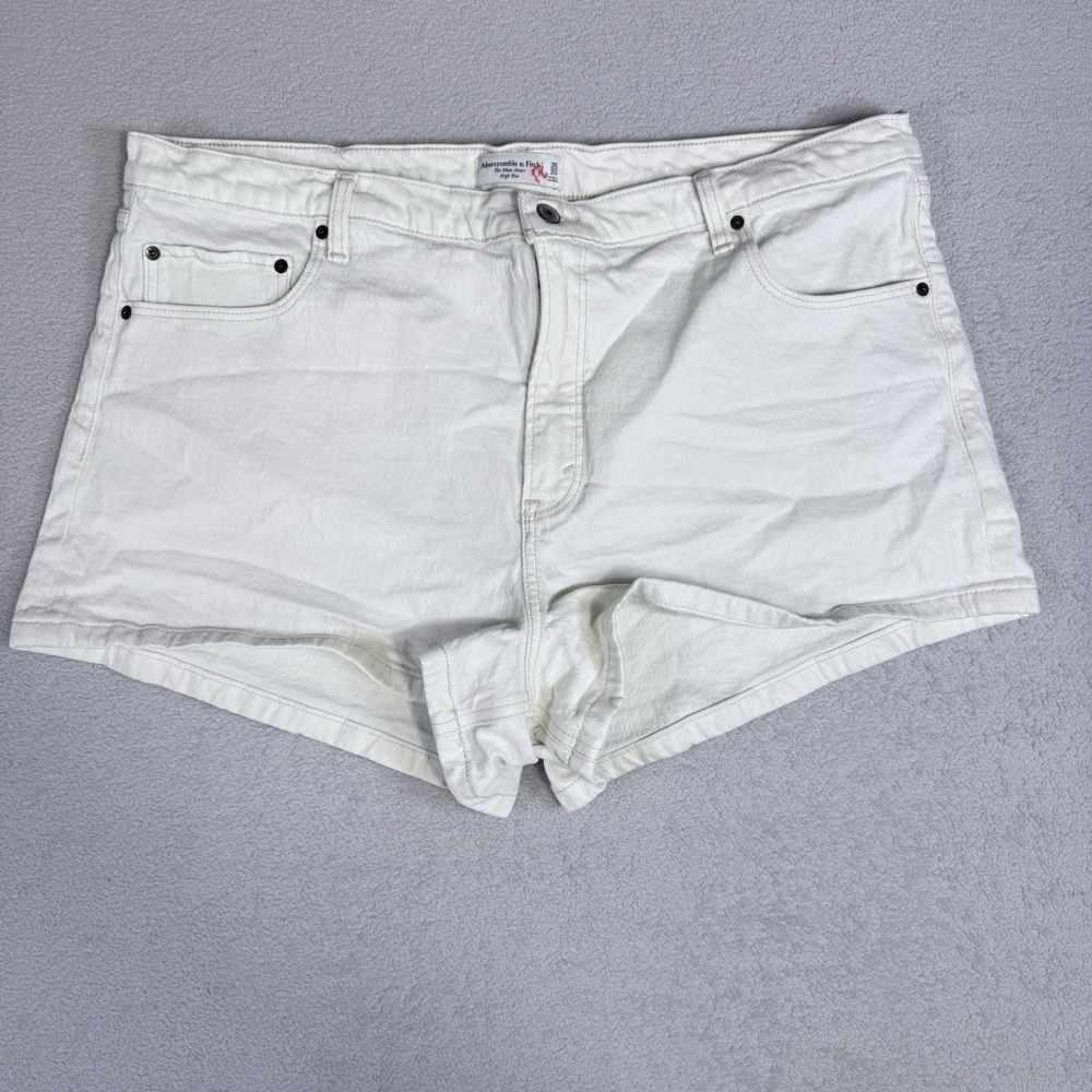 Abercrombie & Fitch Off White 90s Relaxed Cuttoff High Rise Shorts Women's 35/20
